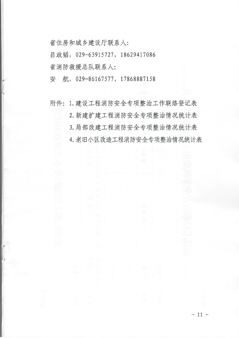 关于印发建设工程消防安全专项整治行动实施方案的通知